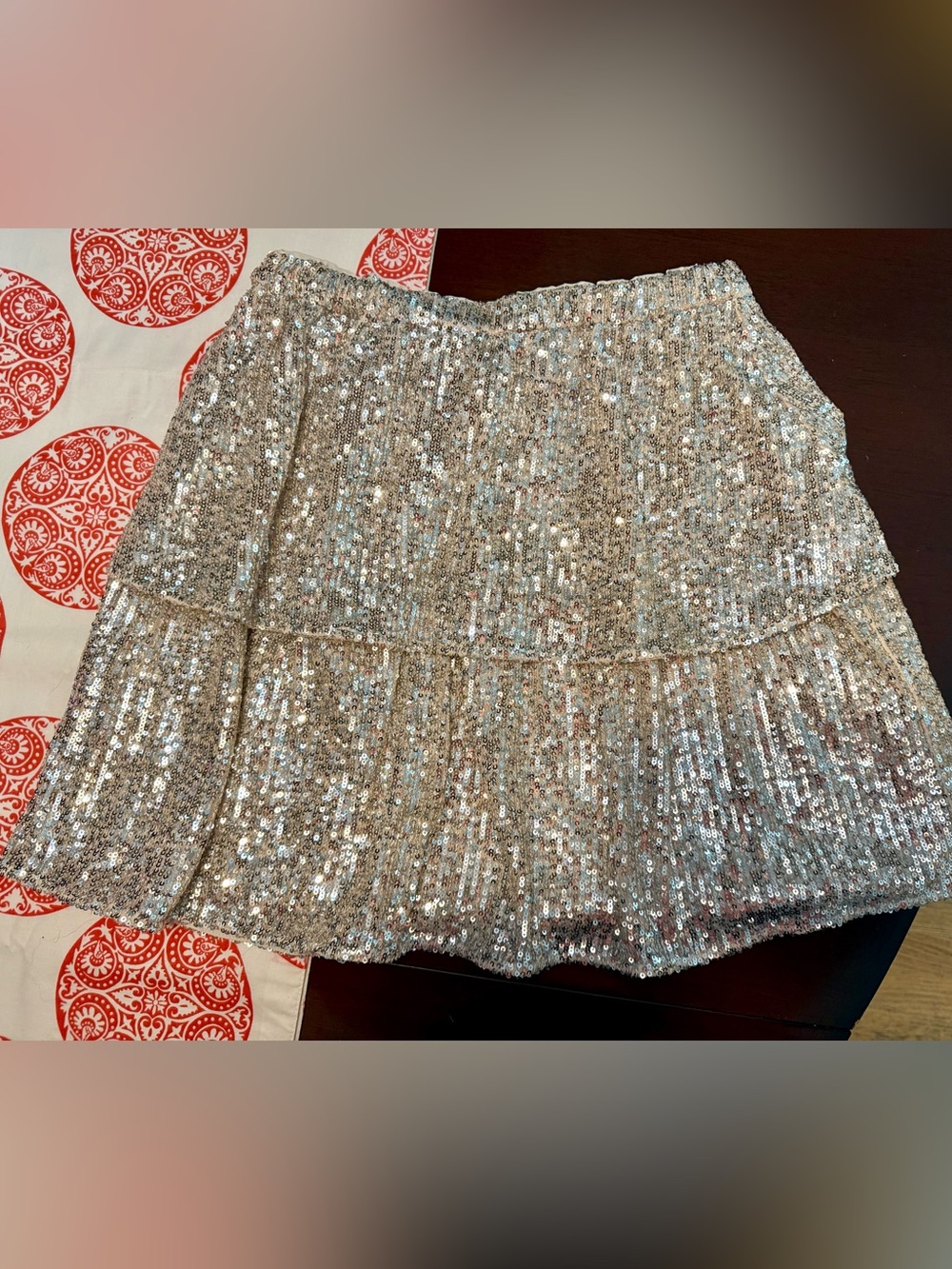 Silver Sequin Tiered Skirt - Girls Size Medium